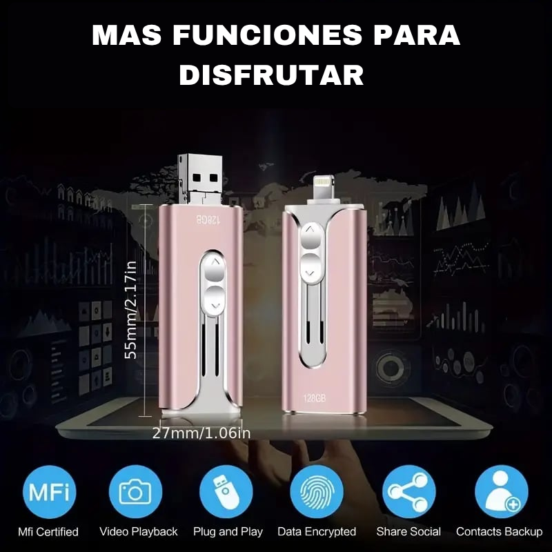 Memoria USB 4 en 1 para iPhone/iPad/Android/PC