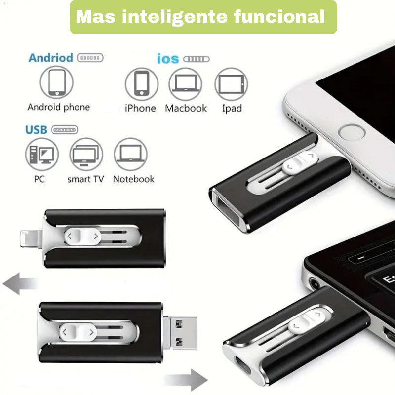 Memoria USB 4 en 1 para iPhone/iPad/Android/PC